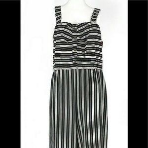XHIL Black & White Striped Women’s Jumpsuit. Size Large.